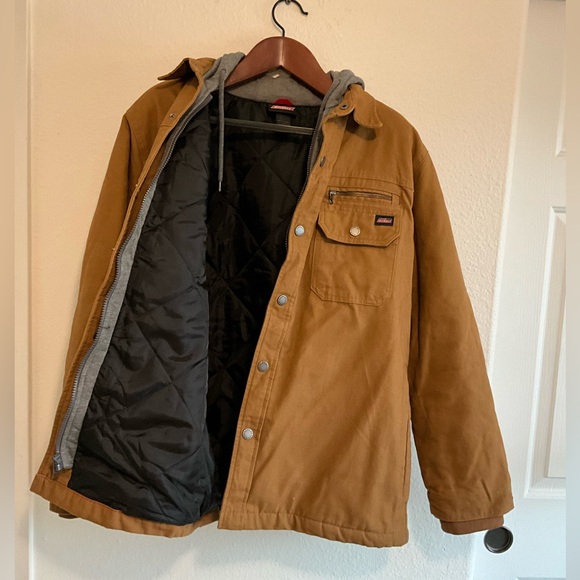 Dickies Lined Hooded Zip Snap Jacket - Tan / Gray - Men’s L - Picture 5 of 8